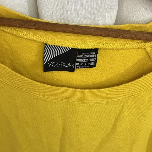 Volcom Yellow Raglan Crew Neck Pullover Sweatshirt Women's Small‎ Y2K - Picture 3 of 6